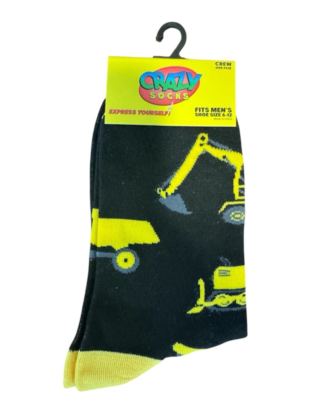 Men's Black & Yellow Construction Crew Socks